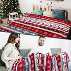 Christmas Reindeer Snowflake Throw Blanket, Red Winter Fleece 50X60