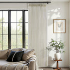 Pinch Pleated Linen Curtains 90 Inches Long Semi Sheer 2 Panels Natural