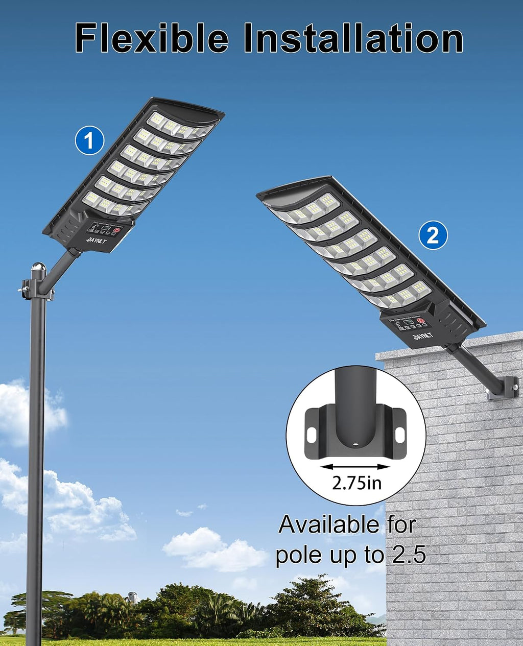 Solar Street Lights, Solar Security Flood Lights, 2 Pack