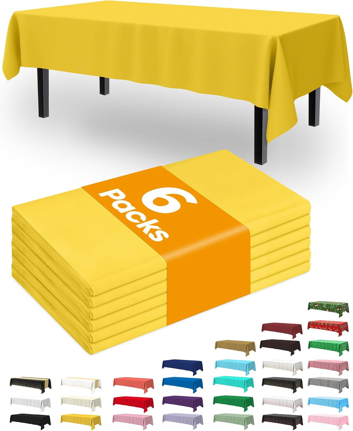 Thanksgiving Tablecloths 6 Pack, 54 X 108 Inch, Pumpkin Harvest