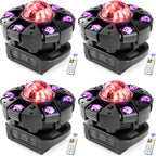 Moving Head DJ Lights,120W RGBW DJ Stage Lighting，6 Arms Party Light,Changing Glowing Magic Ball Effect Light, Red Green Starry, White Amber Strobe,Support DMX-512 Remote for Party Bar Disco Club DJ