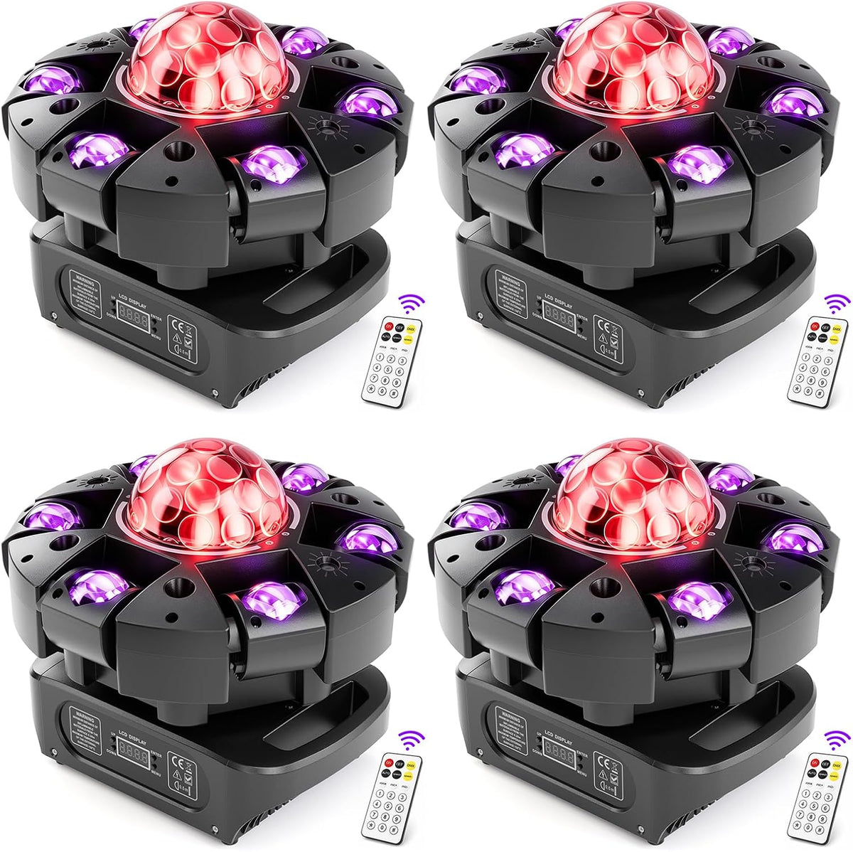 Moving Head DJ Lights,120W RGBW DJ Stage Lighting，6 Arms Party Light,Changing Glowing Magic Ball Effect Light, Red Green Starry, White Amber Strobe,Support DMX-512 Remote for Party Bar Disco Club DJ