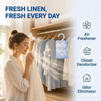 Closet Air Freshener with Hanging Retractable Hook, 12 Fresh Linen Sachets