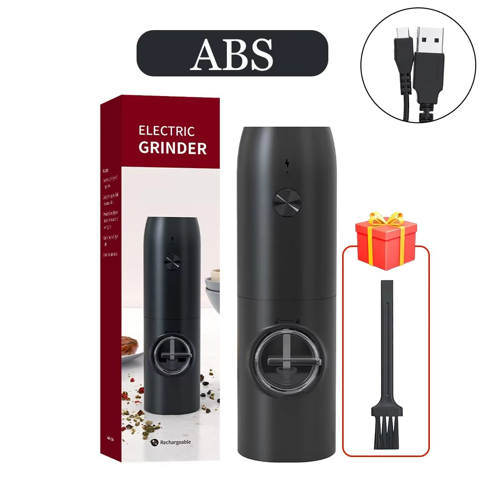 Electric Pepper Powder Grinder USB Rechargeable Salt Pepper Grinder with Adjustable Roughness Freshly Ground Pepper Kitchen Tool