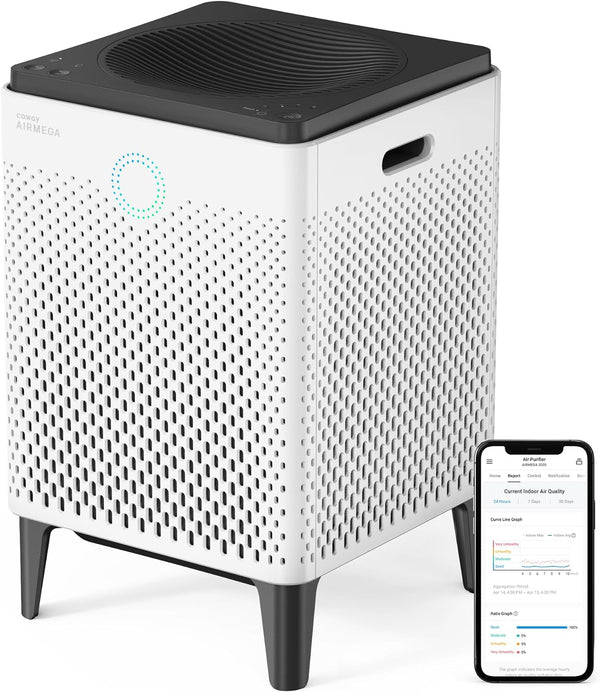 COWAY Air Purifier for Large Room Whole Home up to 2,512Ft², HEPA Filter for Smoke, Allergies, Pet Dander, Odor, App-Enabled, AQI, Smart Mode, Timer, 5Yr Warranty, Airmega 300S, AP-1515G