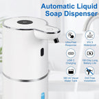 Automatic Soap Dispenser, Hand Soap Dispenser 12.8Oz/380Ml Smart Rechargeable, Liquid Touchless Soap Dispensers with 6-Level, Wall Mounted or Countertop Dish Soap Dispensing for Bathroom & Kitchen