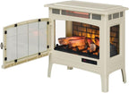 Freestanding Electric Fireplace Stove Heater with 3D Flame Effect for 1,000 Sq. Ft. Room, Cream