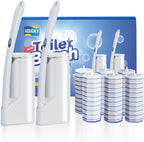 Disposable Toilet Brush Cleaning System, Two Sets of Wands and 60P Refills Pads Replacement Heads, Wall Mounted Toliet Stick Starter Kit Bathroom Maintenance, Toilet Bowl Cleaner Holder