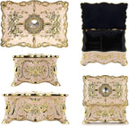 Hipiw Vintage Metal Jewelry Box Organizer for Women, 4.9"X3.4"X2.7"