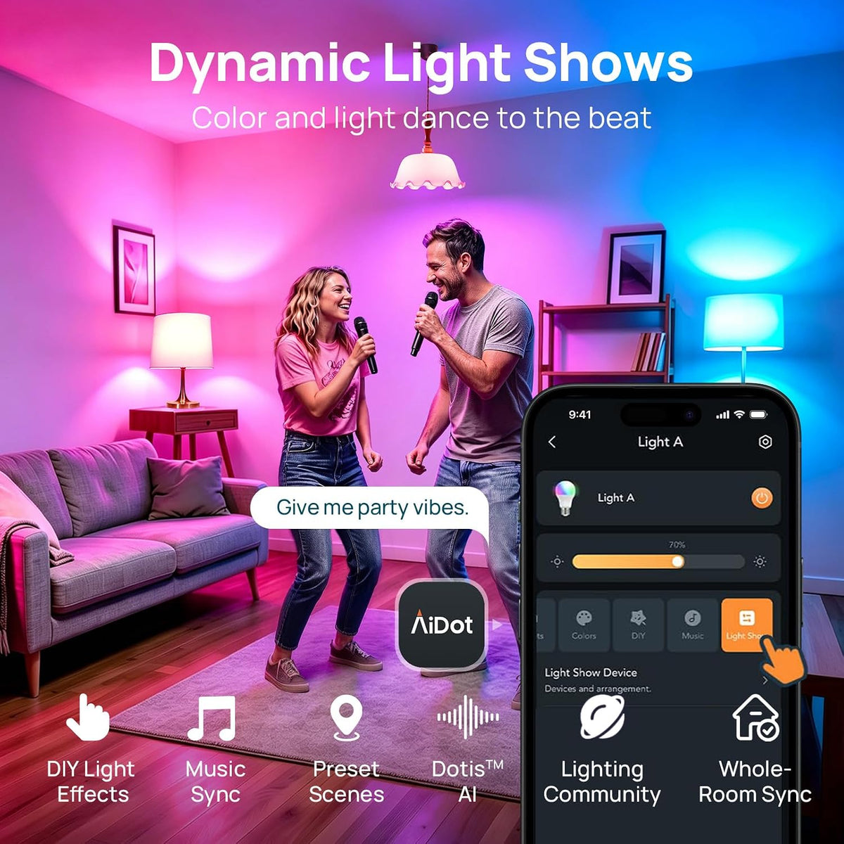 Smart Light Bulbs, Work with Alexa, Google Home, Aidot