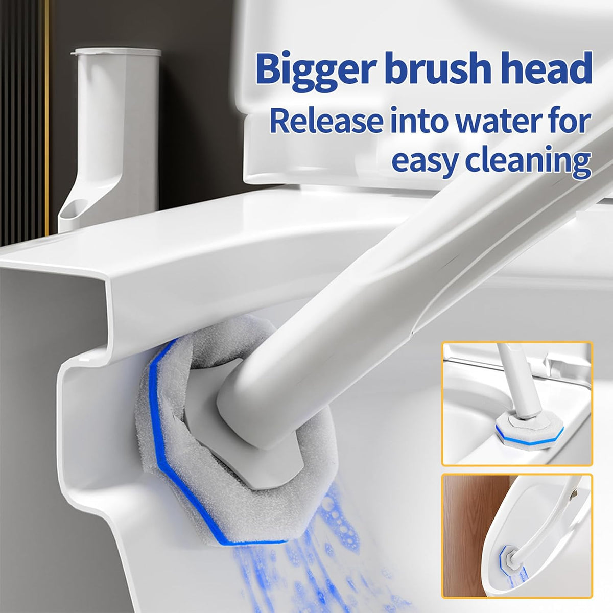 Disposable Toilet Brush Cleaning System, Two Sets of Wands and 60P Refills Pads Replacement Heads, Wall Mounted Toliet Stick Starter Kit Bathroom Maintenance, Toilet Bowl Cleaner Holder
