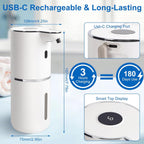 Automatic Soap Dispenser, Hand Soap Dispenser 12.8Oz/380Ml Smart Rechargeable, Liquid Touchless Soap Dispensers with 6-Level, Wall Mounted or Countertop Dish Soap Dispensing for Bathroom & Kitchen