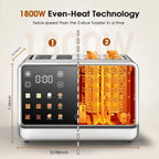 4 Slice Toaster, Wide Slots, Dual Touchscreens, Single Slice & Bagel Modes