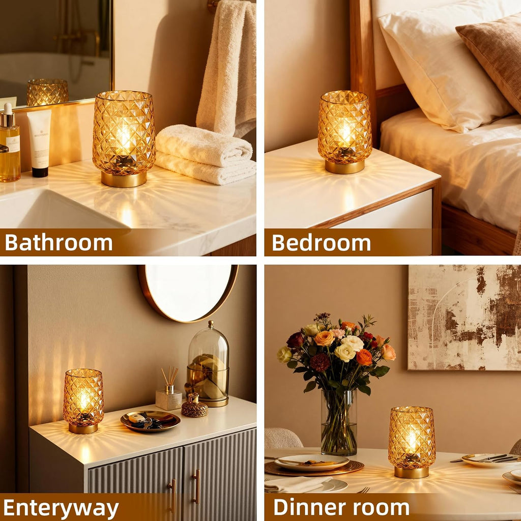 Battery Operated Lamp Small Cordless Lamp with Timer Amber