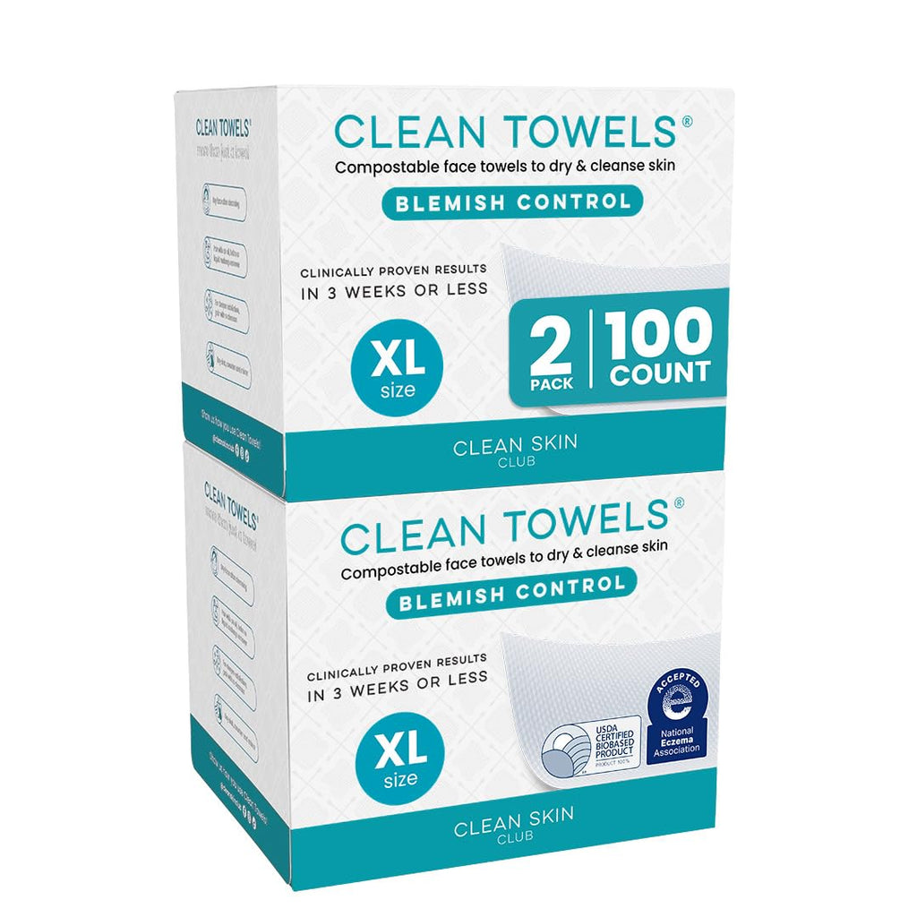 Sensitive Skin Clean Towels® XL, Ultra-Soft Disposable Face Dry Wipes Infused with Aloe & Glycerin, XL - 1 Pack (50 Count)