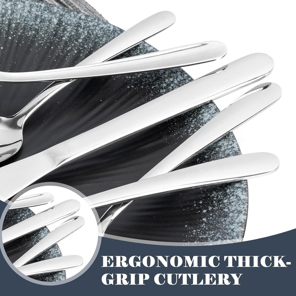 49 Piece Stainless Steel Silverware Set with Steak Knives - 8 Person Silverware Set with Organizer, Include Knives, Forks & Spoons Flatware Set for Apartment & Restaurant