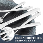 49 Piece Stainless Steel Silverware Set with Steak Knives - 8 Person Silverware Set with Organizer, Include Knives, Forks & Spoons Flatware Set for Apartment & Restaurant