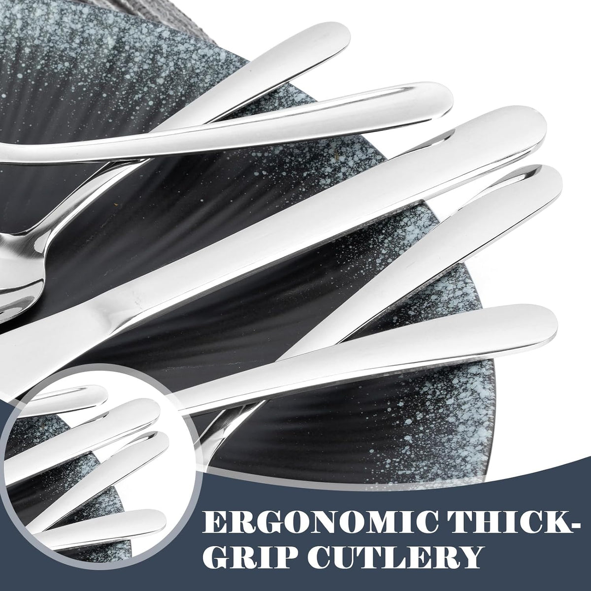 49 Piece Stainless Steel Silverware Set with Steak Knives - 8 Person Silverware Set with Organizer, Include Knives, Forks & Spoons Flatware Set for Apartment & Restaurant