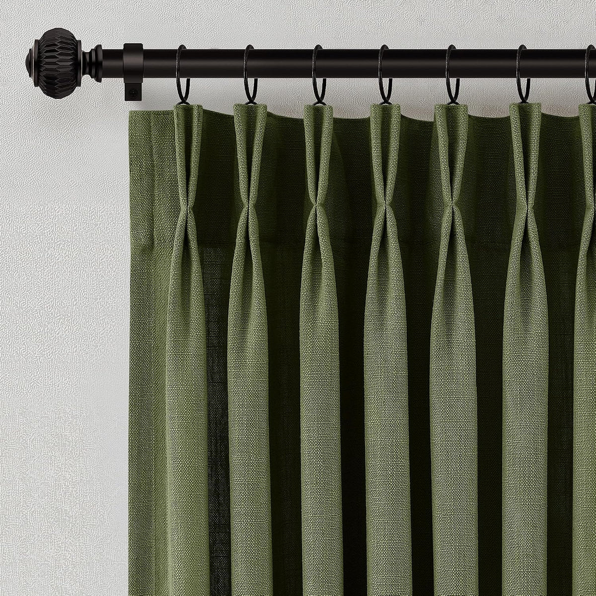 Pinch Pleated Linen Curtains 90 Inches Long Semi Sheer 2 Panels Natural