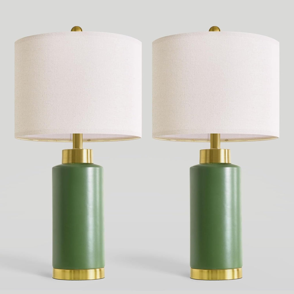 25'' Ceramic Table Lamps Set of 2 for Bedroom Living Room Green