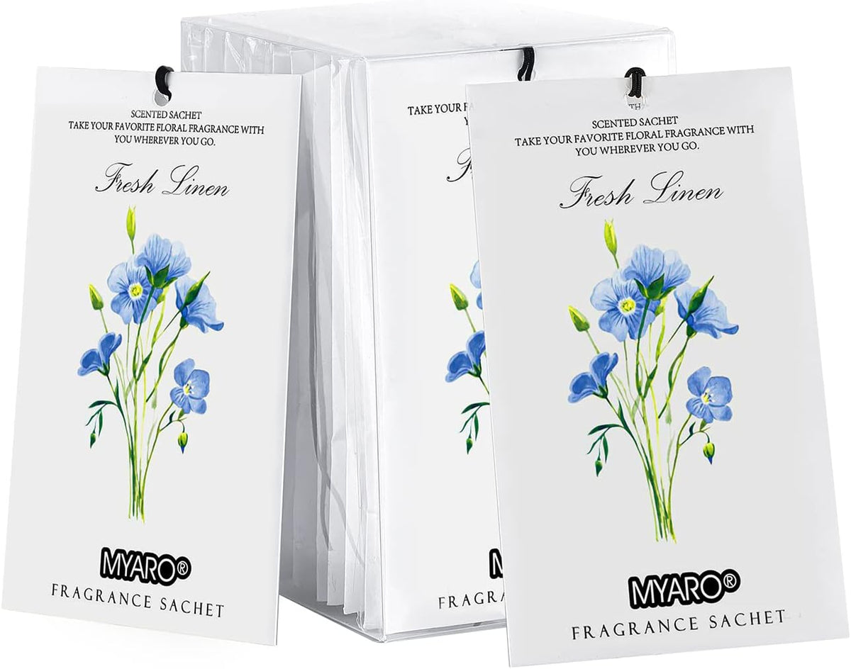 12 Pack Fresh Linen Scented Sachets, Closet Deodorizer Car Freshener