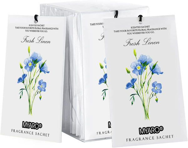 12 Pack Fresh Linen Scented Sachets, Closet Deodorizer Car Freshener