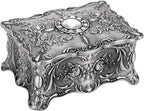 Hipiw Vintage Metal Jewelry Box Organizer for Women, 4.9"X3.4"X2.7"