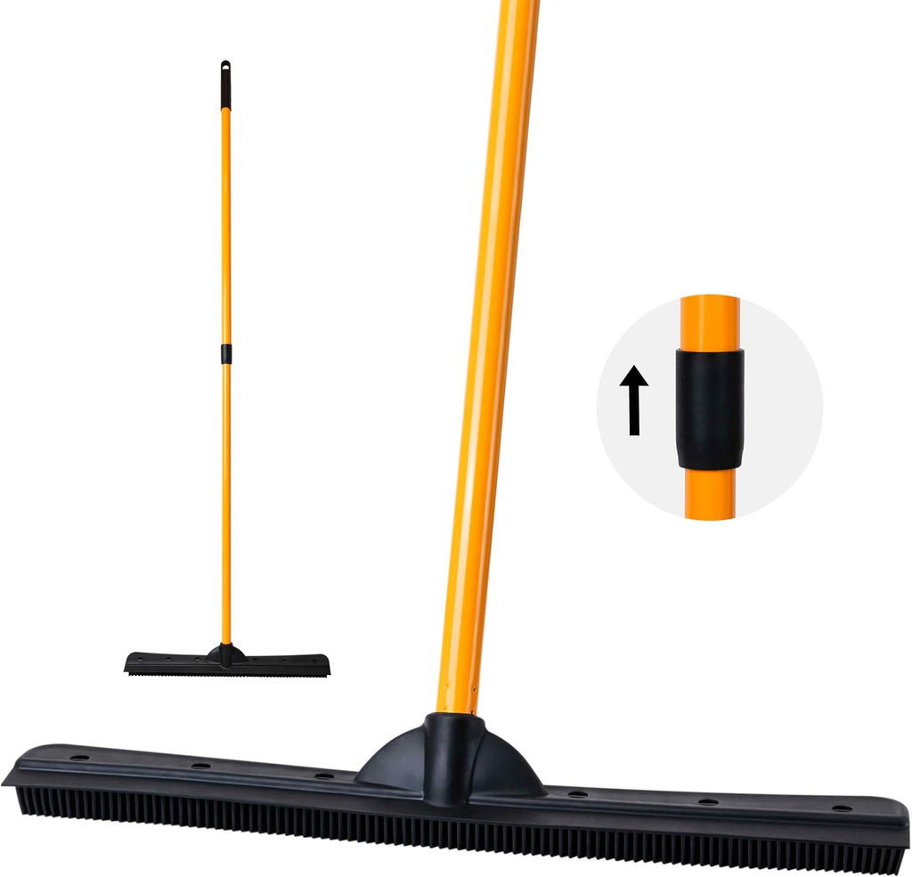 Pet Hair Removal Rubber Broom, Heavy Duty Cleaning 18" Broom Head