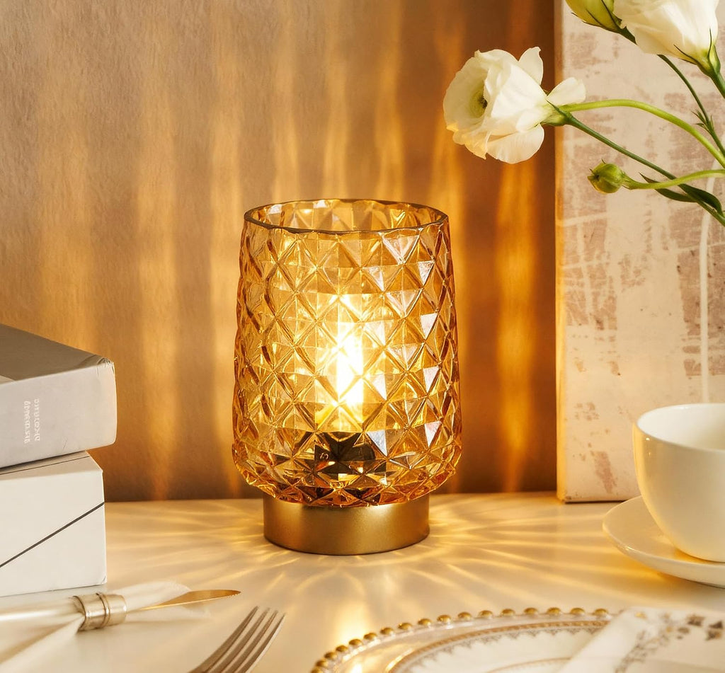 Battery Operated Lamp Small Cordless Lamp with Timer Amber