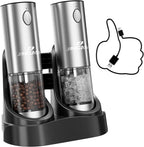 [Upgraded Larger Capacity] Electric Salt and Pepper Grinder Set with USB Charging Base, 95Ml Large Capacity, Adjustable Coarseness,Stainless Steel Automatic Pepper Mill (Upgraded Adjustmen Black)