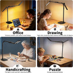4 Light Bar Design Goose-Neck Desk Lamp with Base,24W Bright Led Tall Overhead Desk Light for Home Office,Eye Care Reading Table Light for Desktop Working,Drafting,Reading