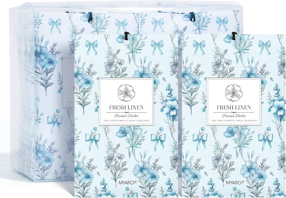 12 Pack Fresh Linen Scented Sachets, Closet Deodorizer Car Freshener