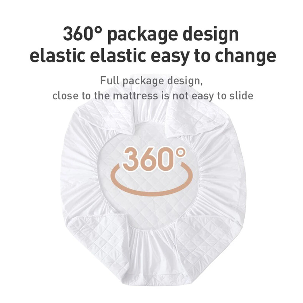 Waterproof Throw Mattress Cover Bed Fitted Sheet Mattress Protector Single/Double/140/160 Muti Size Gray/White
