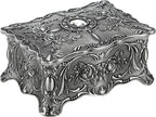 Hipiw Vintage Metal Jewelry Box Organizer for Women, 4.9"X3.4"X2.7"