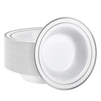 50 Pack Plastic Bowls with Gold Rim