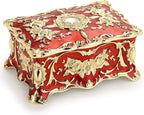 Hipiw Vintage Metal Jewelry Box Organizer for Women, 4.9"X3.4"X2.7"