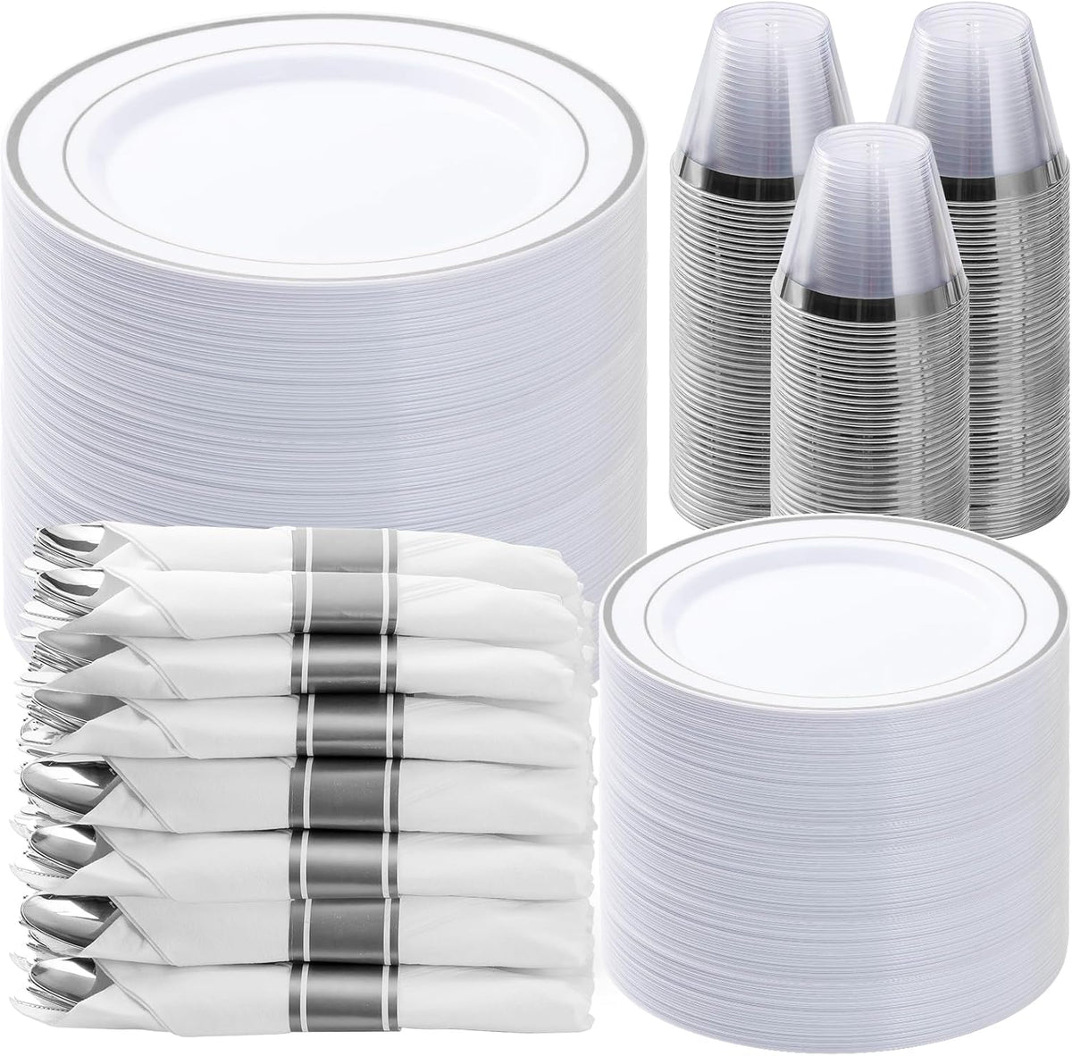 350 Piece Black Gold Dinnerware Set for 50 Guests