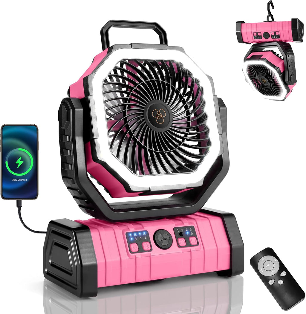 30000Mah Camping Fan with LED Lantern, Rechargeable Battery Fan