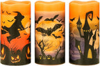 Pumpkin Halloween Flameless Candles Battery Operated with Timer