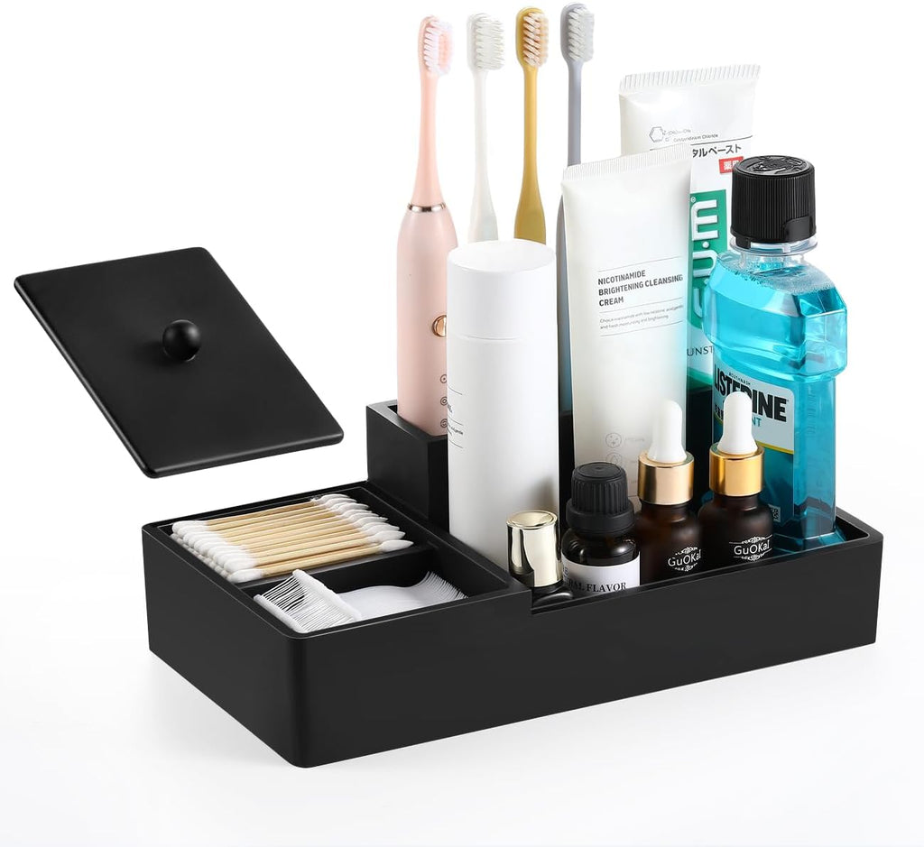 Bathroom Counter Organizer, 5 Slots, Gravel White