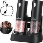[Upgraded Larger Capacity] Electric Salt and Pepper Grinder Set with USB Charging Base, 95Ml Large Capacity, Adjustable Coarseness,Stainless Steel Automatic Pepper Mill (Upgraded Adjustmen Black)