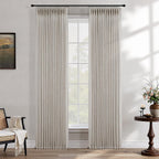 Pinch Pleated Linen Curtains 90 Inches Long Semi Sheer 2 Panels Natural