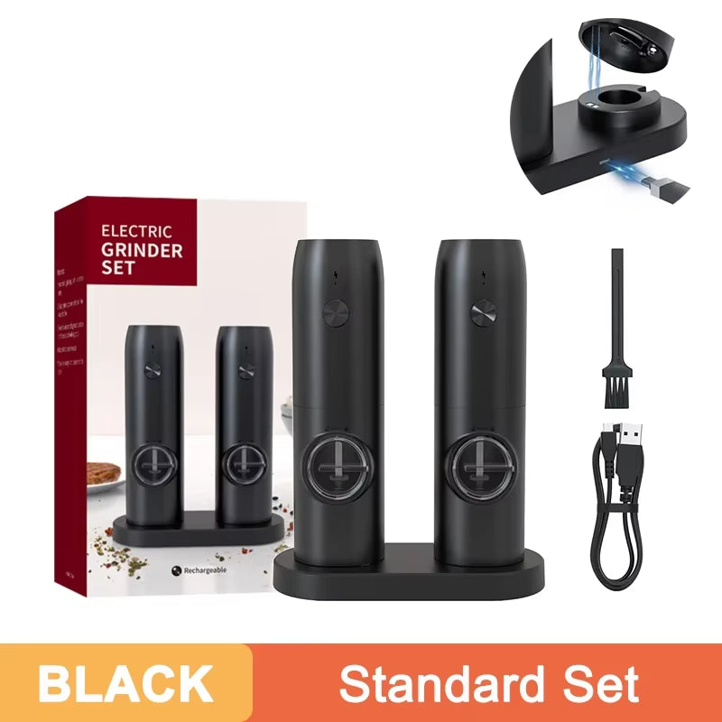 Electric Pepper Powder Grinder USB Rechargeable Salt Pepper Grinder with Adjustable Roughness Freshly Ground Pepper Kitchen Tool