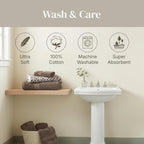 6 Piece Bath Towel Set – Bathroom Set with 2 Bath Towels, 2 Hand Towels, and 2 Wash Cloths – 100% Cotton, Super Absorbent & Extra Soft – Reversible Botanical Vine (Taupe Brown)