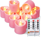 Black Flameless LED Votive Tealight Candles & Timer Remote, 12Pack