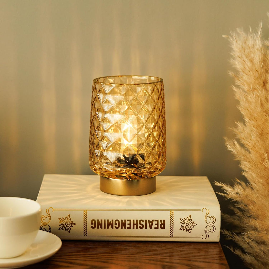 Battery Operated Lamp Small Cordless Lamp with Timer Amber