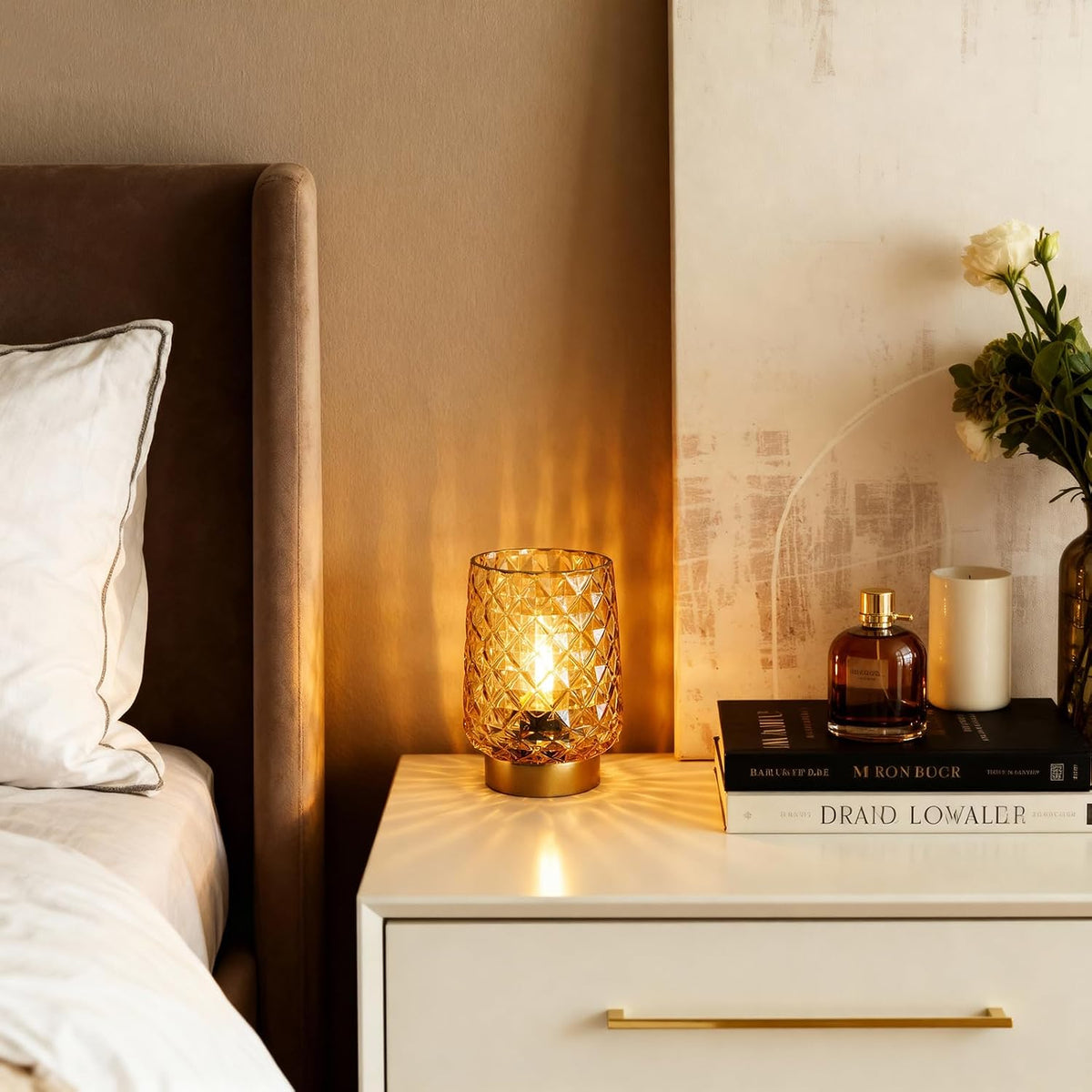 Battery Operated Lamp Small Cordless Lamp with Timer Amber
