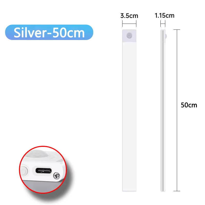 Motion Sensor Night Light USB Rechargeable Wireless Lamp under Cabinet Led Lights for Kitchen Cabinet Bedroom Wardrobe Lighting