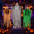 3 Pack Halloween Hanging Skeleton Ghost Decorations with Light up Red Eyes