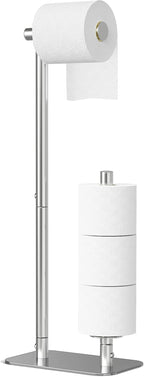 Toilet Paper Holder Stand, Bathroom Storage, Medium, Black